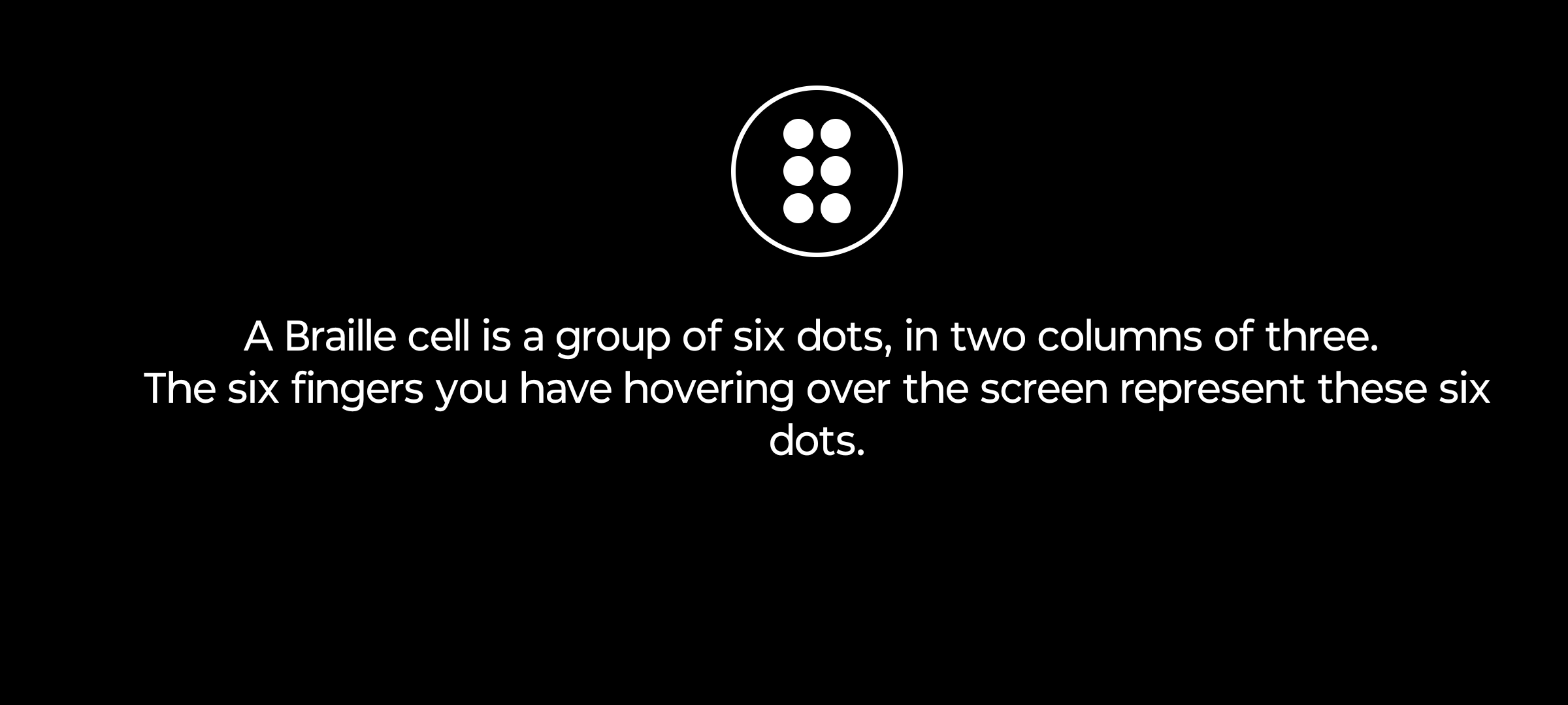 Screenshot of the Become Braille feature in the app